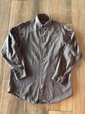 Salvatore Ferragamo men's brown woven button down shirt size Large